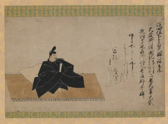 Minamoto no Kintada, Kamakura-perioden (blekk og farge på papir)